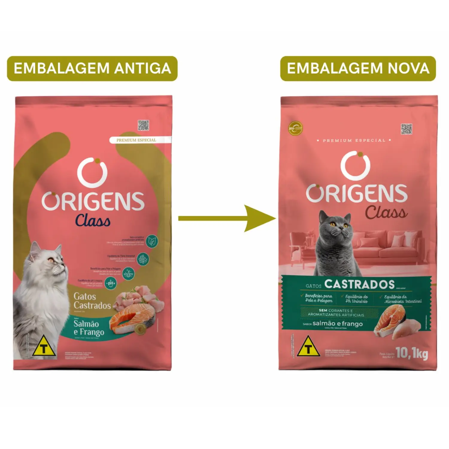 Ração Origens Class Gatos Castrados Salmão e Frango